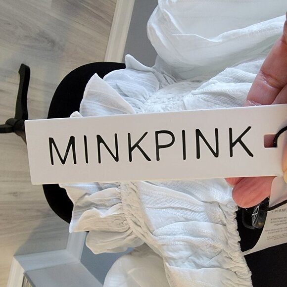 NWT Revolve MINKPINK WHITE NORAH TOP TIE FRONT - Picture 13 of 16